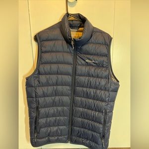 Eddie Bauer EB650 Down Puffer Vest Mens M Navy Blue Full Zip With Pockets